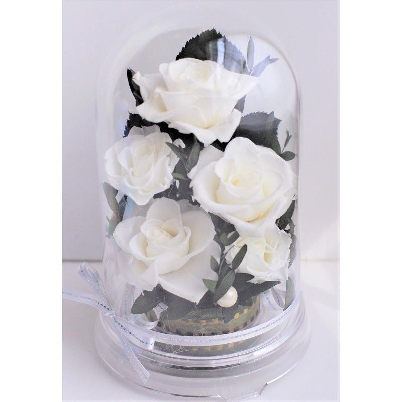 プリザーブドフラワー ギフト 結婚祝い 白い薔薇 花 Newホワイト ドーム D057 Chloris Flower 通販 Yahoo ショッピング