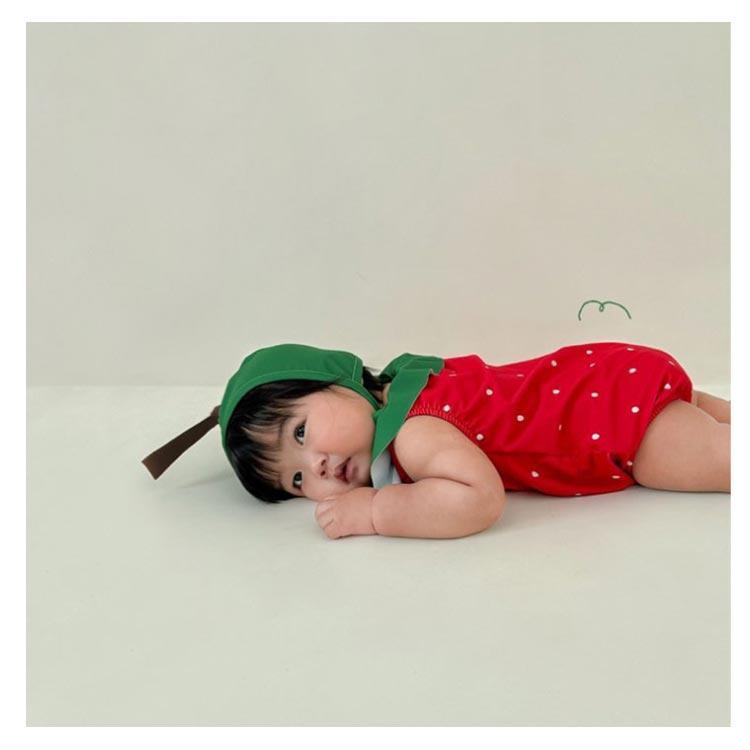 スイミング ロンパース 水着 ベビー水着 キッズ 可愛い ベビー水着 キャップ付き ベビー みずぎ 子供 プール スイカ柄 イチゴ柄 水遊び 夏 赤ち |  | 14