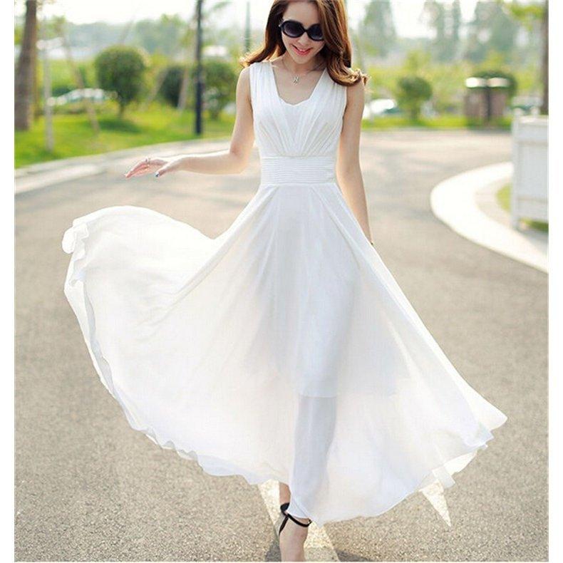 マキシワンピース シフォンワンピース ドレス マキシ丈ワンピース 通勤 結婚式 白 ホワイト 春 ロング ノースリーブ マキシワンピ ワンピース レデ Bum3621 Chobo 通販 Yahoo ショッピング