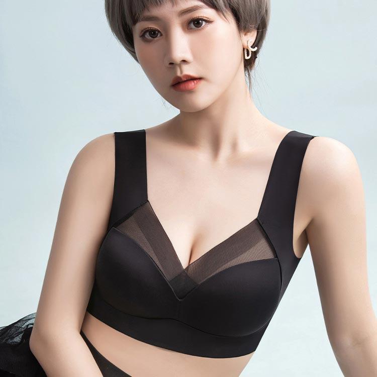 胸を小さく見せるブラ レディース 小さく見せるブラジャー 無縫製 ノンワイヤーブラ ワイヤレス シームレス ブラ 大きな胸を小さく見せる 下着 インナ |  | 02