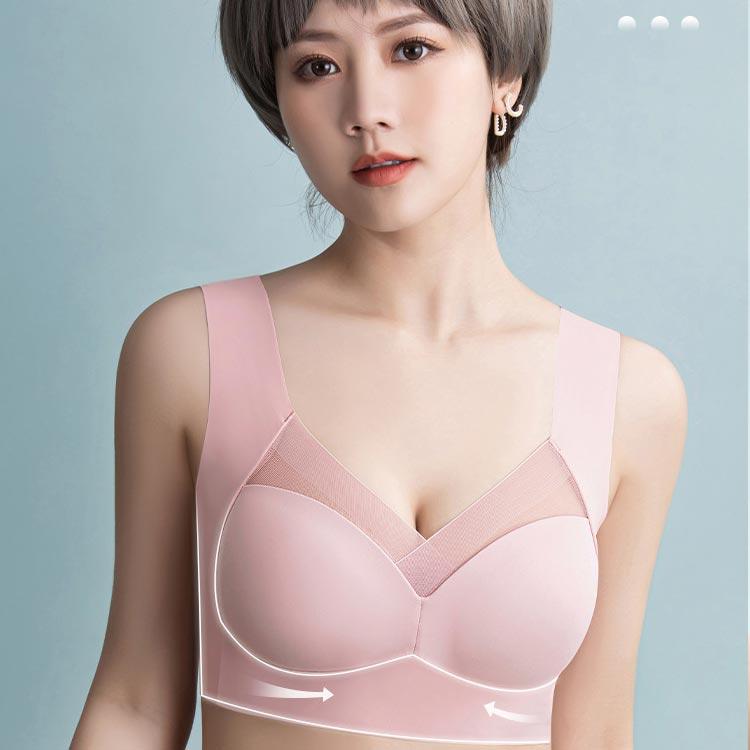 胸を小さく見せるブラ レディース 小さく見せるブラジャー 無縫製 ノンワイヤーブラ ワイヤレス シームレス ブラ 大きな胸を小さく見せる 下着 インナ |  | 03