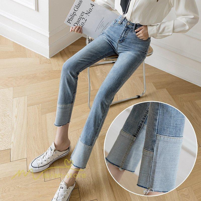 数量限定 レディース デニムパンツ ジーンズ ストレッチ 美脚 パンツ ハイウエスト 21春 ストレート ズボン ボトムス ロールアップ 上品 着痩せ Ford Tools Co Za