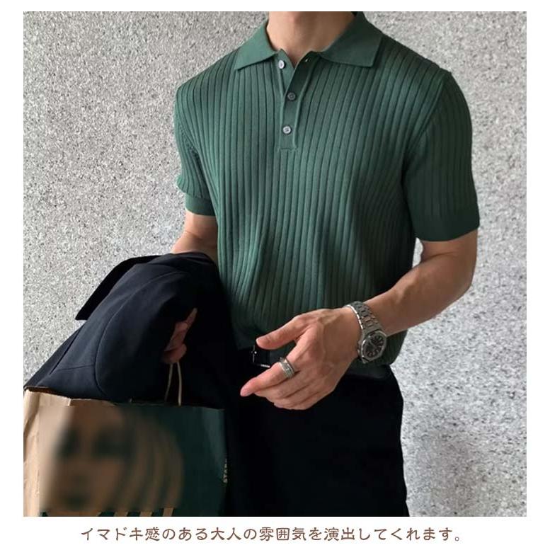 ニット サマーニット メンズ 夏 Tシャツ ニットポロ トップス 半袖