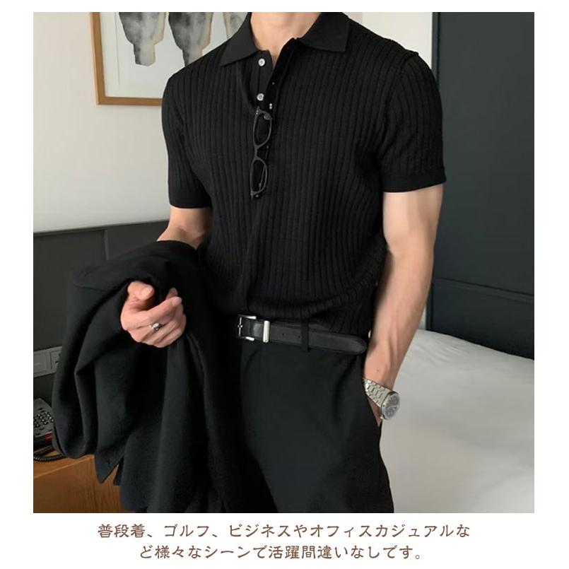 markun 50s ロカビリー 黒 半袖ニットポロ サマーニット ニット サマーニット メンズ 夏 Tシャツ ニットポロ トップス 半袖