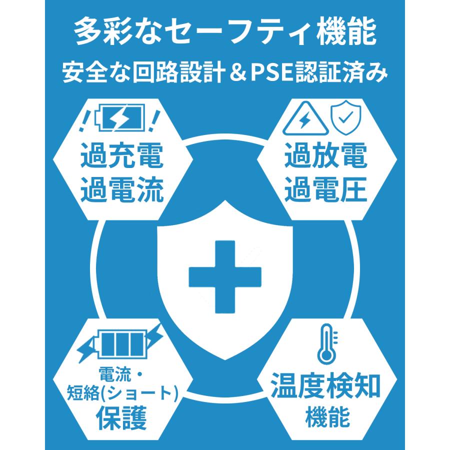燃えにくい 準固体電池採用 モバイルバッテリー10000ｍA PSE認証済み KEIAN MAGSAFE準拠 USB 4台同時充電 ワイヤレス 大容量モデル タイプCコード本体内蔵 | 恵安 | 11