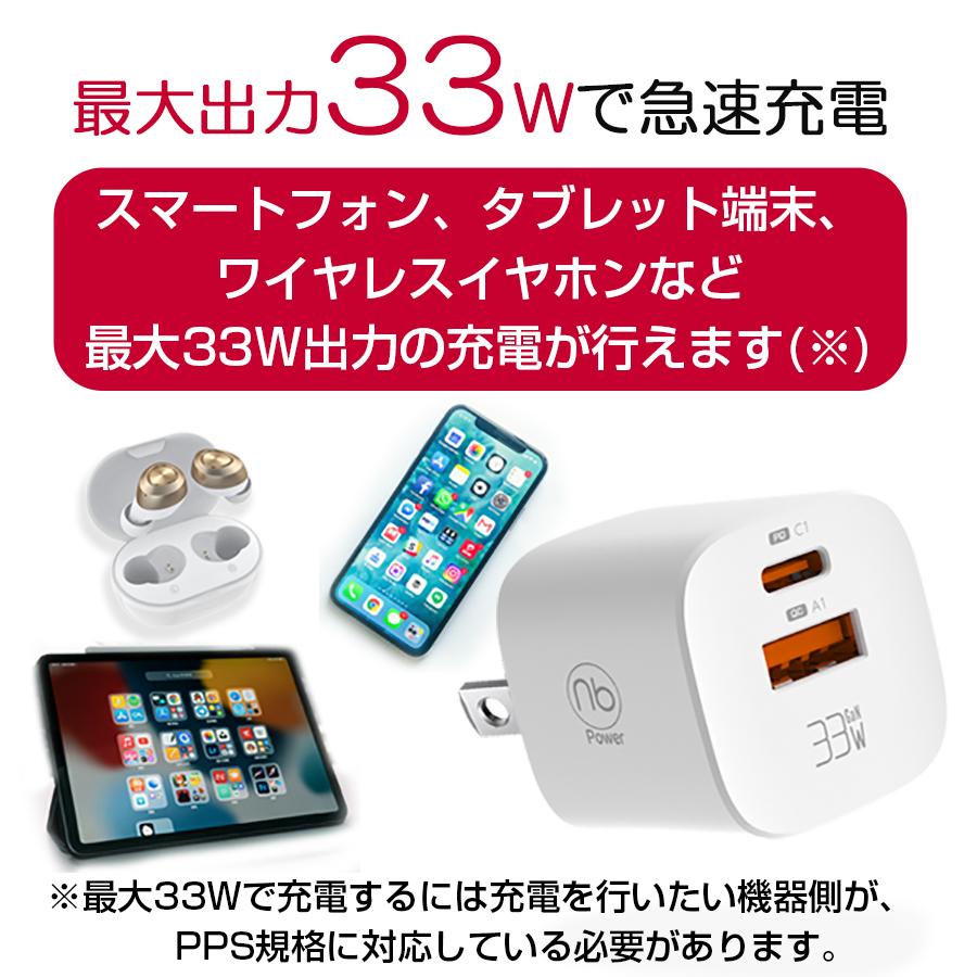 33W 急速充電器 2ポート USB Type-C GaN PD/QC対応 国内メーカー (nb)  MAX33CA-mini【1年保証付】 | （nb）Power | 05