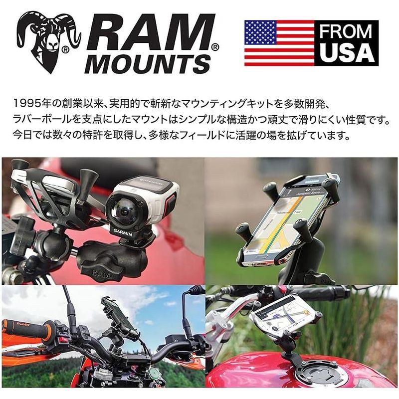 日本卸売 ラムマウント(RAM MOUNTS) マウントセット Xグリップ&サクションベースセット スマートフォン用 テザー付き ブラック RAP-B