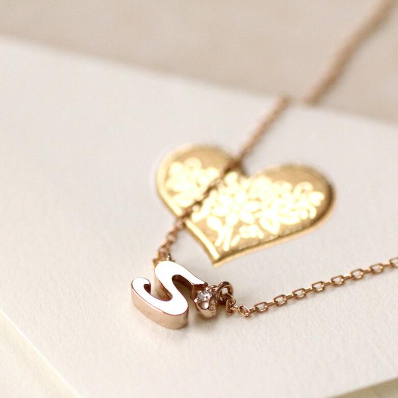 イニシャル ペンダント ネックレス レディース ダイヤモンド K18 18k 