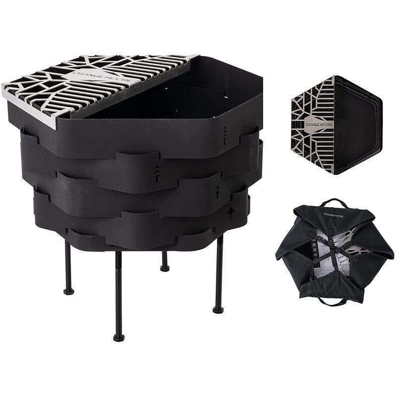 CHANGE MOORE 焚き火台 大型 簡単組み立て 焼き網付き コンパクト バーベキューコンロ 高さ調整可能 焚火台 キャンプ アウトド MOORE 焚き火台 大型 簡単組み立て 焼き網付き コンパクト バーベキューコンロ 高さ調整可能 焚火台 キャンプ アウトド また
