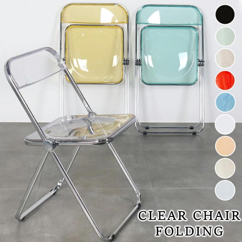 クリアチェア 折りたたみ 韓国 パイプ椅子 クリア 透明 椅子