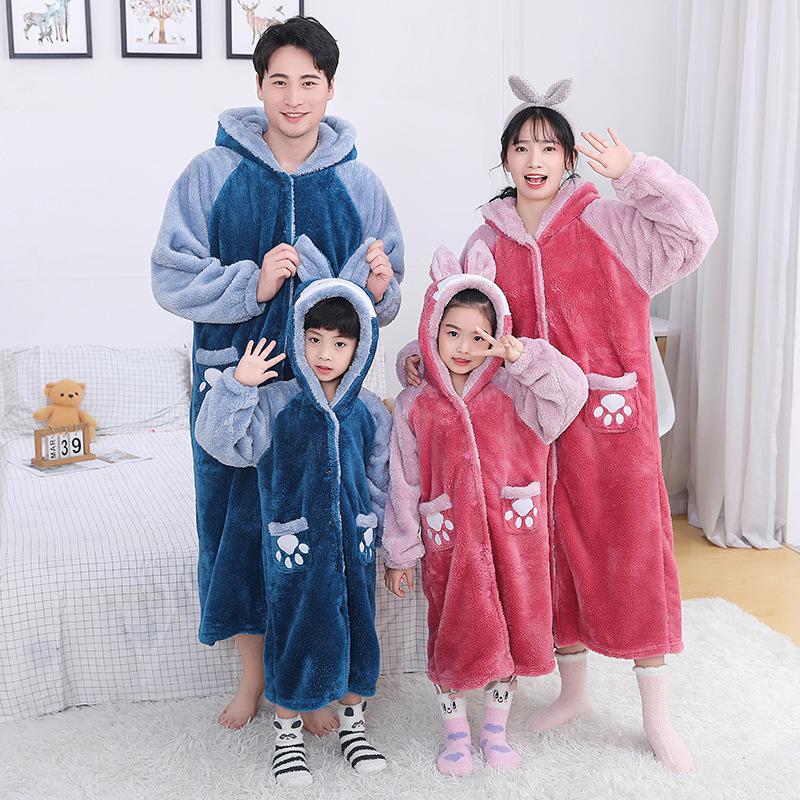 親子 お揃い 暖かい バスローブ レディース ウサギ耳フード付き もこもこ ボタンアップ ナイトガウン ルームウェア かわいい 冬用 ママ ガールズ キッズ 子供服 F117 Chocooto 通販 Yahoo ショッピング