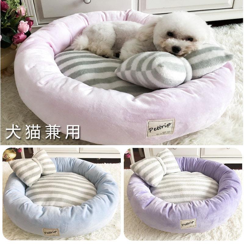 犬ベッド 犬用品 ペット用ベッド ペット 犬 猫 ベッド 春 夏 秋 冬 猫ベッド 寝具 ふわふわ 柔らかい 可愛い ワンちゃん 枕付き  良い肌さわり 水洗 冬寒さ対策 の商品画像