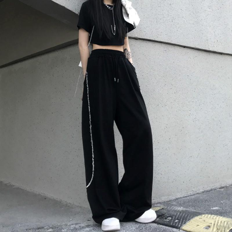 ヒップホップ ロングパンツ レディース スポーツ ファッション 原宿風 ジーンズ ズボン ダンスウェア Hiphop ステージ 公演 人気商品の