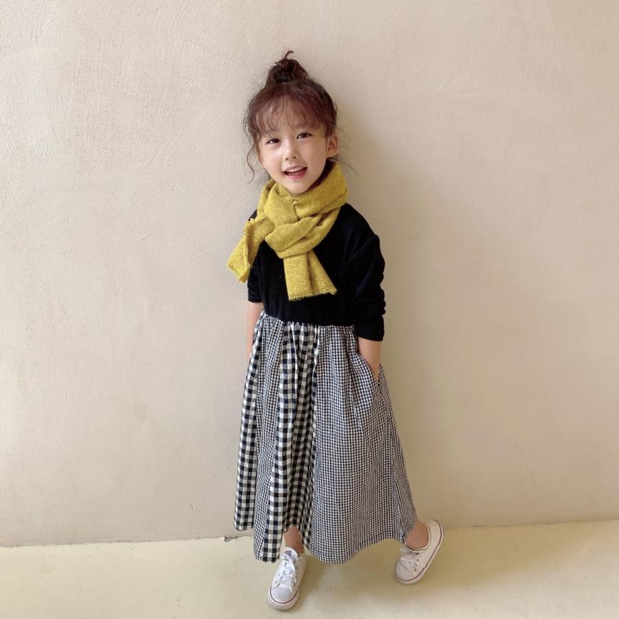 長袖ワンピース 韓国子供服 カジュアル キッズ 女の子 可愛い タータンチェックリボン チェック ブラック 春秋 Kk3 Chocooto 通販 Yahoo ショッピング