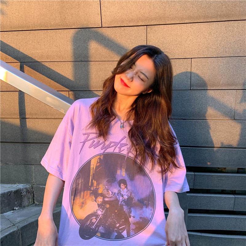 Tシャツ レディース 半袖 夏 ゆるい トップス 韓国ファッション 原宿系 BF風 ヒップホップ ダンス ストリート風 カジュアル 高級な 白 シャツ 半袖シャツ 柄シャツ 原宿 韓国 ストリート 半袖