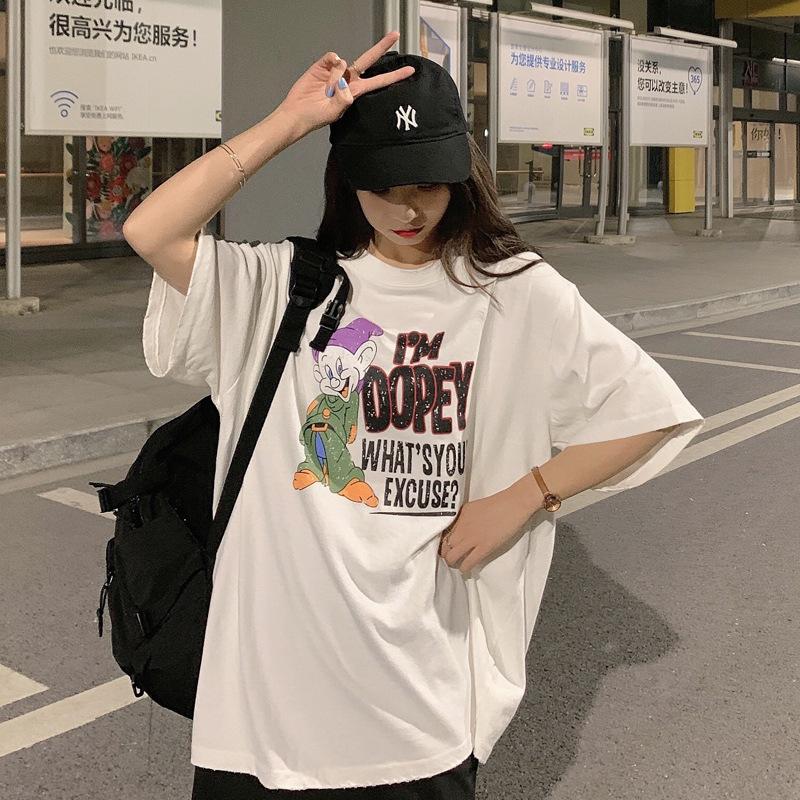 Tシャツ レディース 半袖 夏 ゆるい トップス 韓国ファッション 原宿系 Bf風 ヒップホップ ダンス ストリート風 カジュアル カップル服 Oo59 Chocooto 通販 Yahoo ショッピング