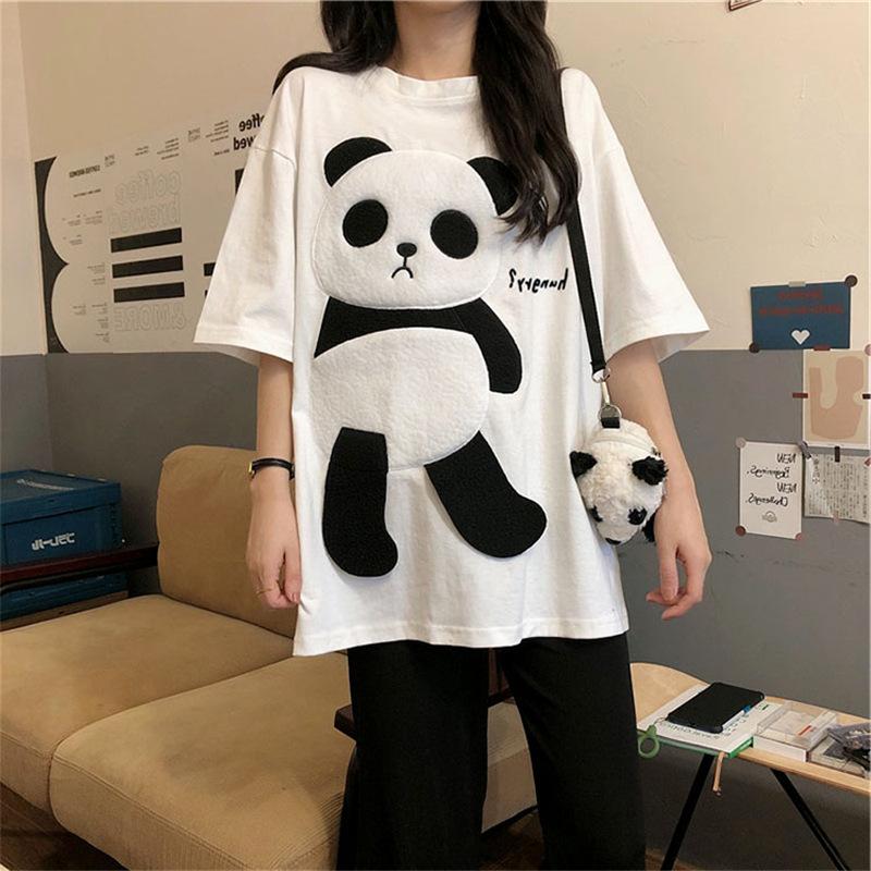 Tシャツ レディース パンダ 半袖 夏 ゆるい トップス 韓国ファッション 原宿系 Bf風 ヒップホップ ダンス ストリート風 カジュアル Oo87 Chocooto 通販 Yahoo ショッピング