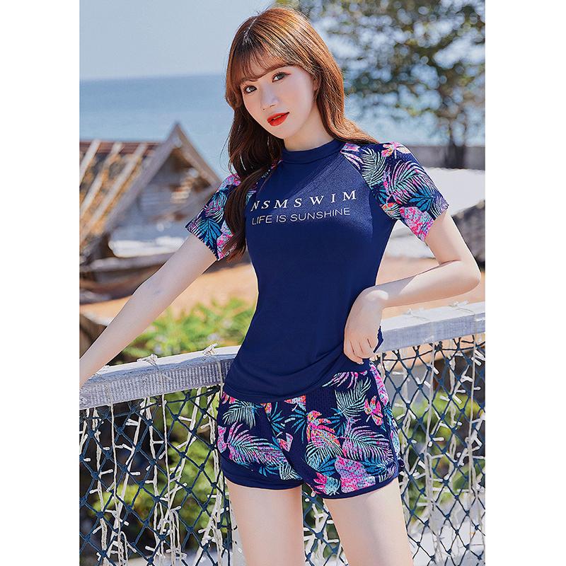 水着 ラッシュガード レディース フィットネス 半袖 体型カバー セパレート 上下セット ショートパンツ ボタニカル女性 競泳水着 かわいい お洒落uvカット Ooo56 Chocooto 通販 Yahoo ショッピング