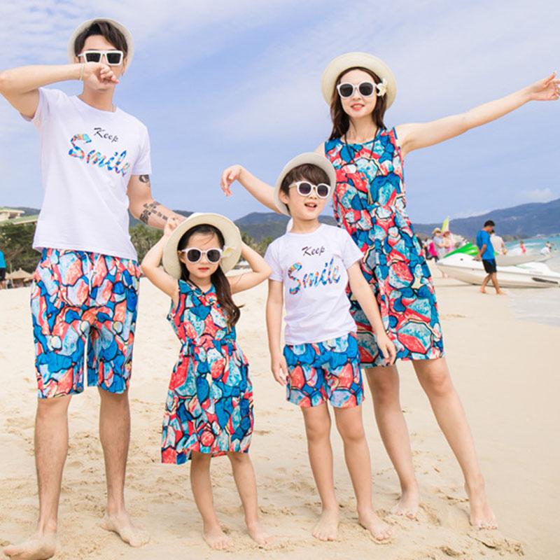 家族服 ペアルックセット ペアルック カップル おしゃれ 半袖 ｔシャツ パンツ ワンピース お揃い ご夫婦 ペア 親子服 夏 カジュアル ビーチ 海 旅行 遊び Q118 Chocooto 通販 Yahoo ショッピング