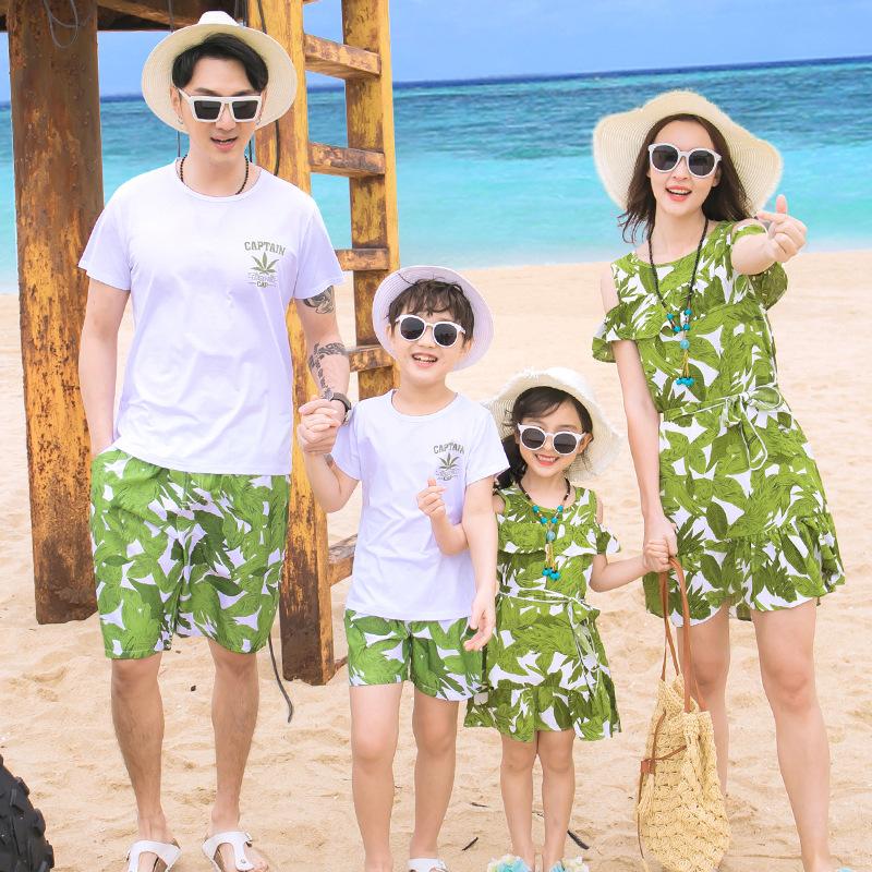 家族服 ペアルックセット ペアルック カップル おしゃれ 半袖 ｔシャツ パンツ ワンピース お揃い ご夫婦 ペア 親子服 夏 カジュアル ビーチ 海 旅行 遊び Q122 Chocooto 通販 Yahoo ショッピング