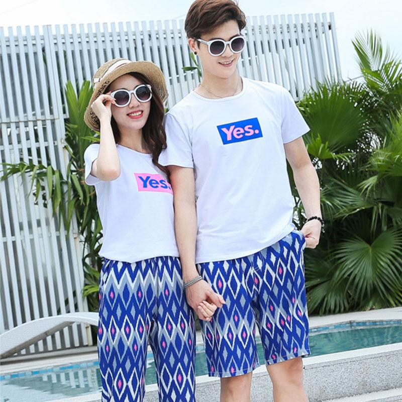 家族服 ペアルックセット ペアルック カップル おしゃれ 半袖 ｔシャツ パンツ ワンピース お揃い ご夫婦 ペア 親子服 夏 カジュアル ビーチ 海 旅行 遊び Q123 Chocooto 通販 Yahoo ショッピング