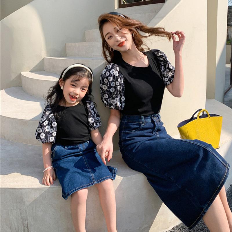 ママ 娘さん 親子お揃い ママとお揃い 娘とペアルック 親子ペア フローラル パフスリーブ 丸首 半袖 親子服 キッズ プレゼント 女の子 レディース 子供服 夏 Q294 Chocooto 通販 Yahoo ショッピング