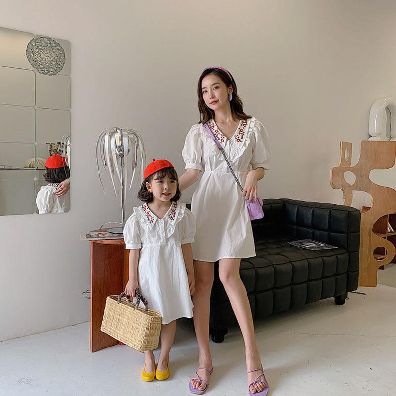 親子 ペアルック ワンピース 親子お揃い 親子コーデ 半袖 ロング 子供ワンピース 夏ワンピース 花柄ワンピース キッズワンピース ママと娘 レデイース 子供 バルーン袖 キッズ 女の子 ガールズ 春 夏 旅行 リンクコーデ かわいい 休日 お出かけ 家族お揃い 子供服 専門店