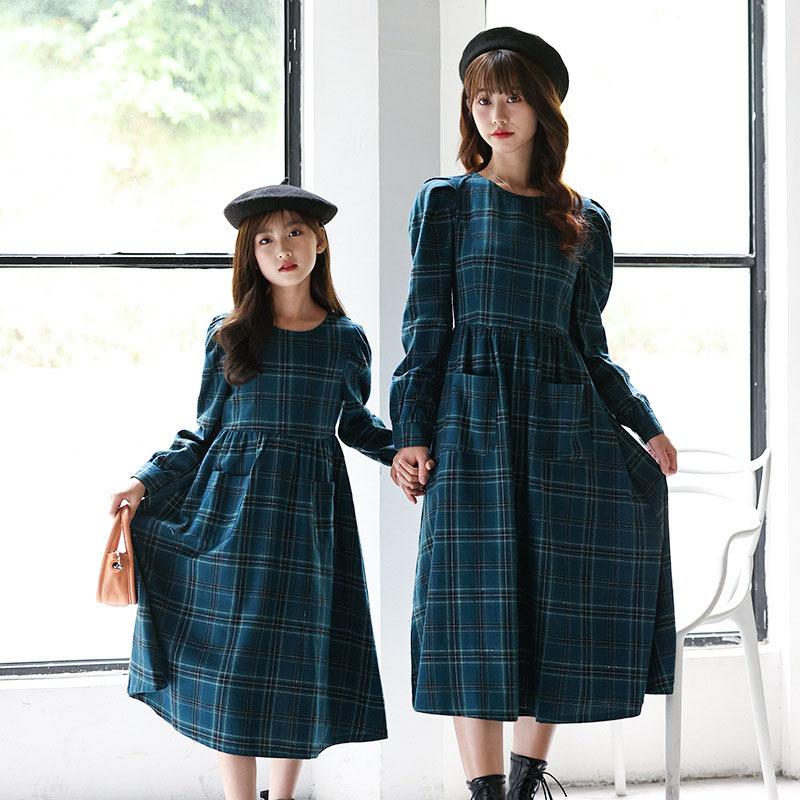 親子お揃い服 親子服 ママ 娘さん 長袖 チェック柄 ワンピース 女の子 ペアルック 親子ペア服 ファッション 春 秋 冬 親子ペア ペアルック レディース キッズ Q3 Chocooto 通販 Yahoo ショッピング
