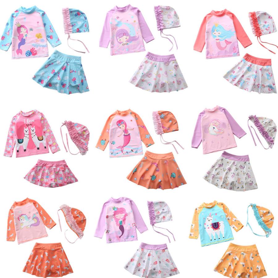 キッズ 水着 花柄 女の子 3点セット セパレート ラッシュガード 長袖 Uvカット トップス パンツ スイムキャップ 上下 おしゃれ ベビー ジュニア 夏 海 激安 超特価