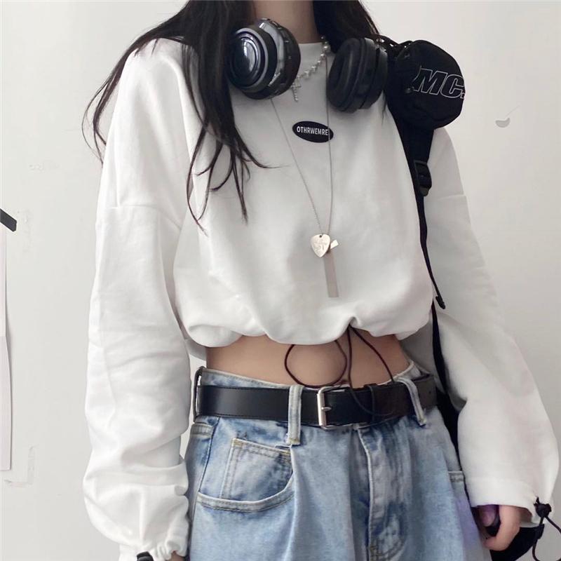 Tシャツ レディース 長袖 へそ出し ショート丈 トップス ショートタンクトップ 秋 ゆるい 韓国ファッション 原宿系ヒップホップ ダンス ストリート風 Z103 Chocooto 通販 Yahoo ショッピング