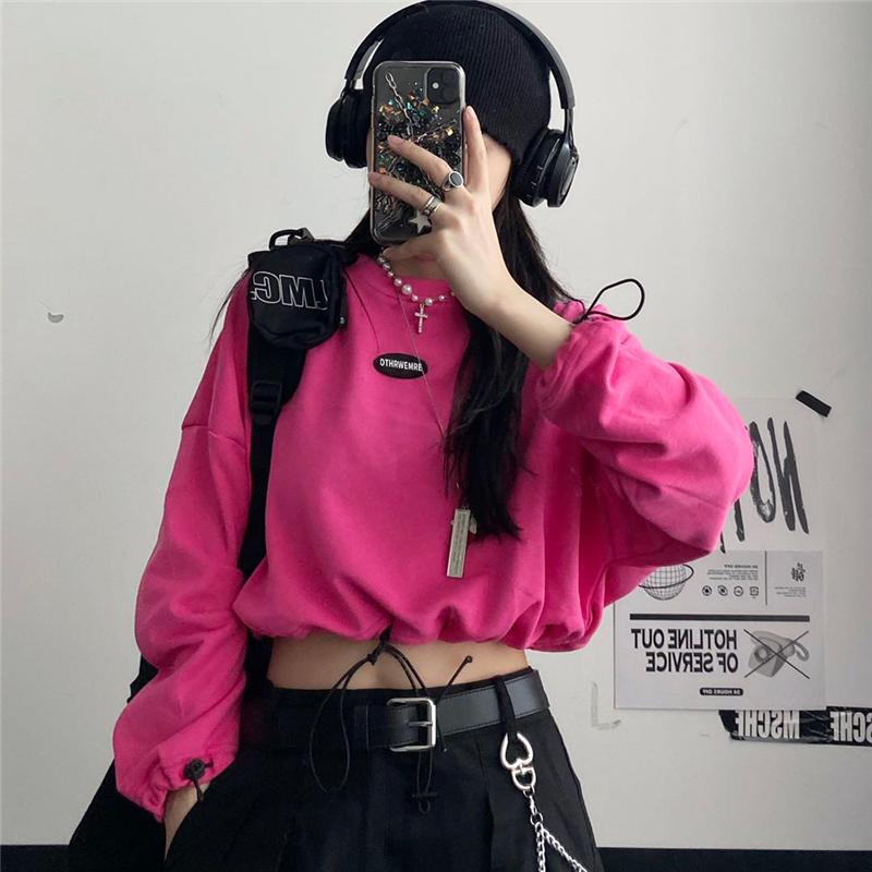 Tシャツ レディース 長袖 へそ出し ショート丈 トップス ショートタンクトップ 秋 ゆるい 韓国ファッション 原宿系ヒップホップ ダンス ストリート風 Z103 Chocooto 通販 Yahoo ショッピング