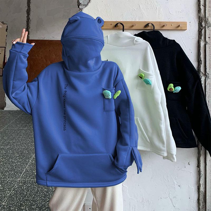 蛙 パーカー ジップアップ レディース カエル形 かわいい 無地 フーディ 長袖 女の子