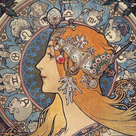 売れ筋商品 ミュシャ 黄道12宮 の木枠付きフォトタイル 世界の名画シリーズ Mサイズ 19 4 19 4cm クッション Www Cognitiva La