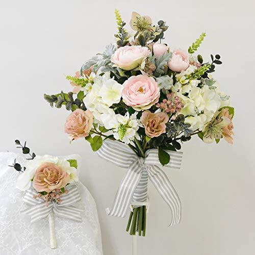 Lulu's ルルズ 大人シックなナチュラルクラッチブーケ（ブートニア付き） ウェディングブーケ プリザーブドフ?