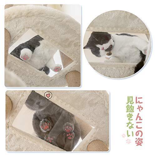 Mwpo 透明宇宙船 窓付きの透明ステップ 突っ張りタイプキャットタワー 透明ボール 透明ハンモック おうちで木? 