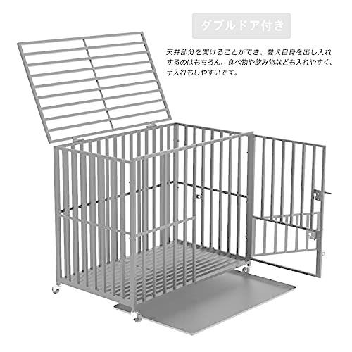 犬用ケージ スチール製 キャスター付き ペットサークル 大きめ 特大 長方形 犬小屋 室内/屋外 夏 おしゃれ アウ 犬小屋