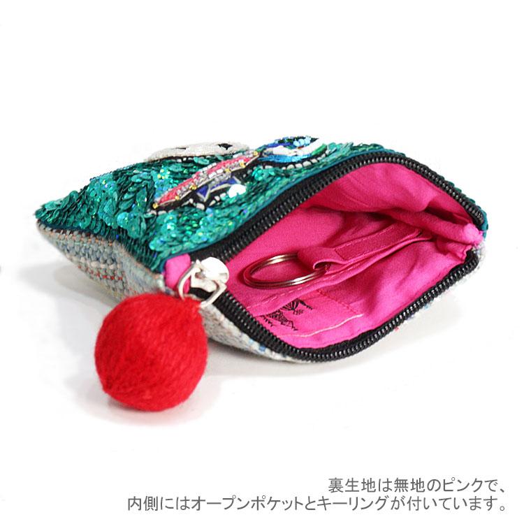 タマオワールド 宇宙パンダ スパンコール 刺繍 ポーチ メール便 送料