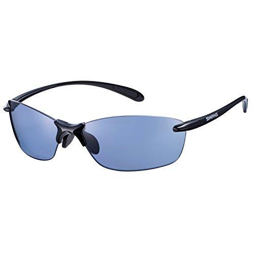 大きい割引 モデル 偏光レンズ アイスブルーカラー フィット リーフ エアレス サングラス SWANS(スワンズ) SALF-0067 ブラック×ブラック BK スポーツサングラス