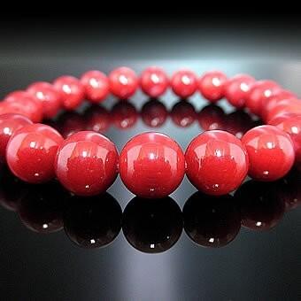 赤サンゴブレスレット【高級１０ｍｍ珠】赤珊瑚 赤さんご ブレスレット レッドコーラル Red Coral パワーストーン 天然石 金運 安産 災難厄除祈願 ブレスレットの画像