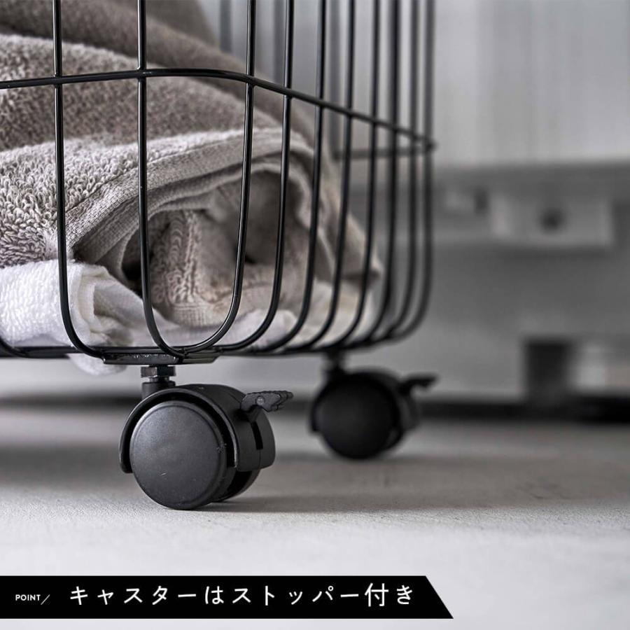 ワイド ランドリーバスケット タワー キャスター付 洗濯かご