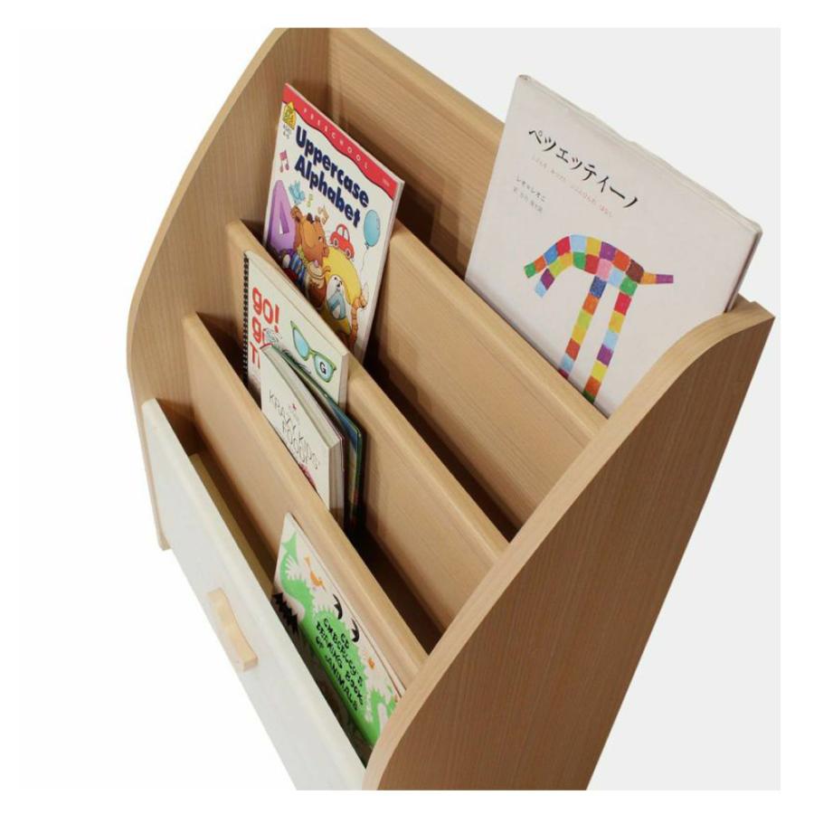 白井産業 完成品 絵本ラック 絵本棚 収納箱 本棚 幅57cm 4段 ブック