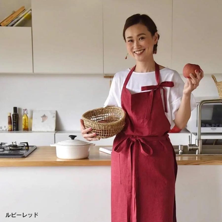 エプロン リネン 麻100％ 日本製 フリーサイズ 大きめ 巻きスカート