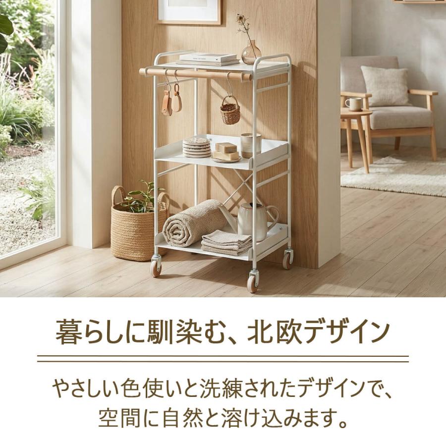 スチール製 3段 サイドワゴン キャスター付き 収納ラック　北欧・韓国 弘益 スチールワゴン キャスター付き ワゴン 3段 おしゃれ 北欧 取っ手