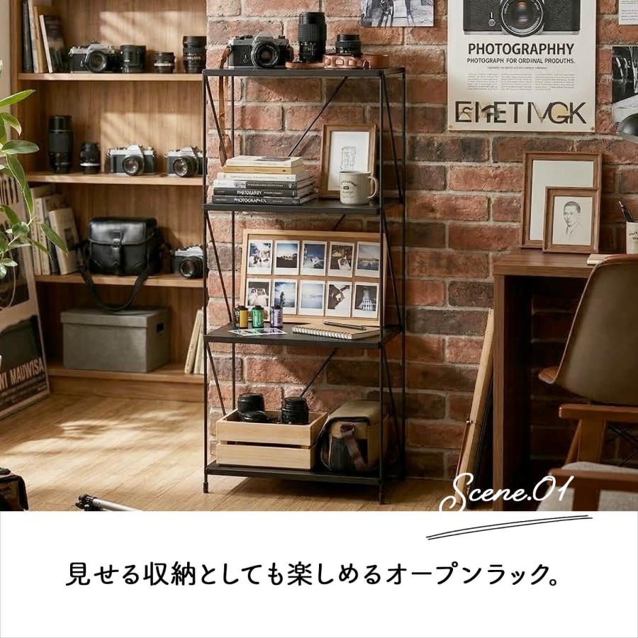 不二貿易（Fuji Boeki） ラック 棚 ワイヤーラック 木製 4段 幅42