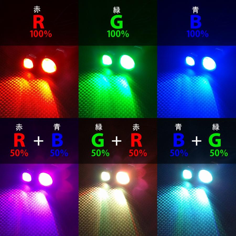 RGB LED スポットライト イーグルアイ 超薄型 サイズ選択 23mm 18mm デイライト 赤 緑 青 白 1.5W ボルト型 防水 2個セット 送料無料｜chokubaishop｜05