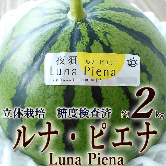 母の日 プレゼント カード 包装つき すいか ルナ・ピエナ 高級すいか 高知県夜須町産 約2kg 糖度検査済 送料無料 ギフト 西瓜 スイカ（Yahoo!・旨い果物・魚のアグリファーム高知）
