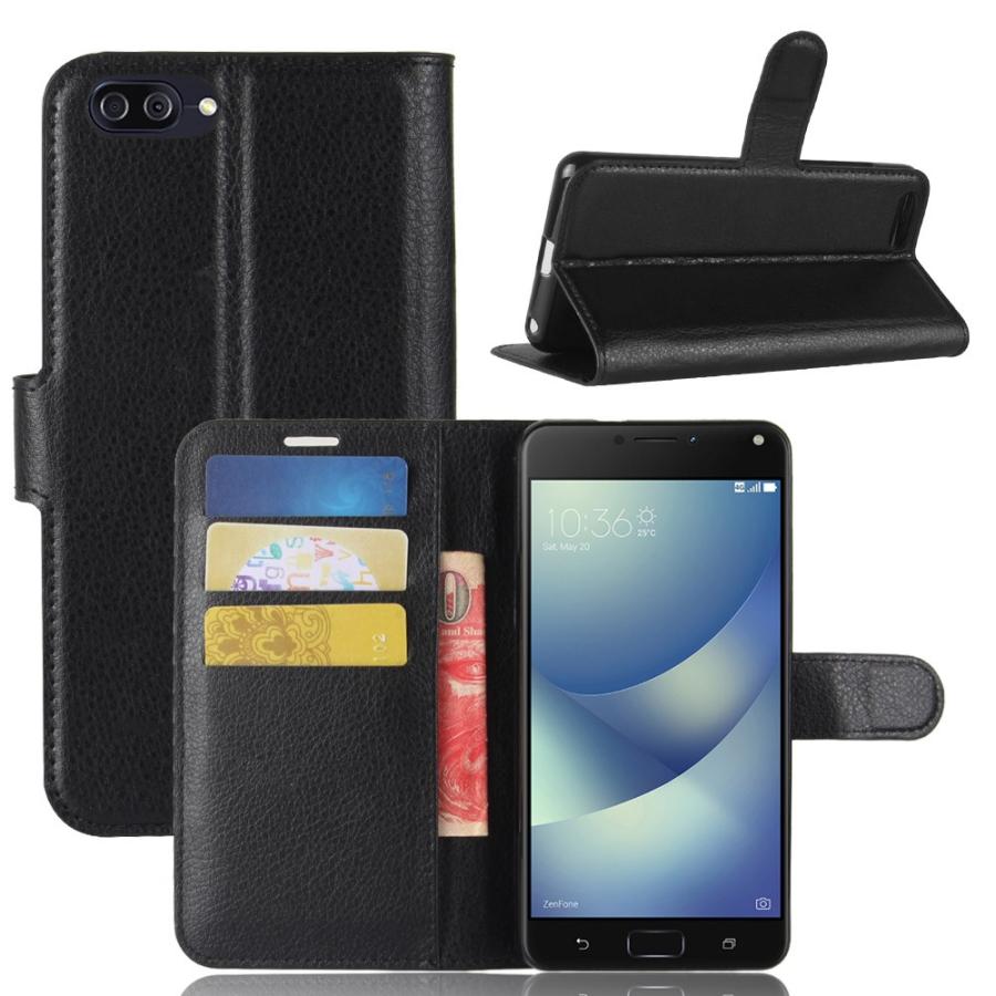 ZenFone 4 Max ZC520KL用レザーケース/カード収納付き/手帳型/ポケット