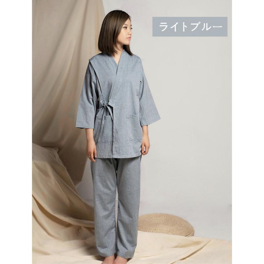 ルームウェア レディース パジャマ 2点上下セット浴衣式 甚平 作務衣 七分袖 前開き 春秋用 ふんわり シンプル 肌に優しい 部屋着 お寝巻き 綿製 無地 寝間着 I999 直店 Com 通販 Yahoo ショッピング