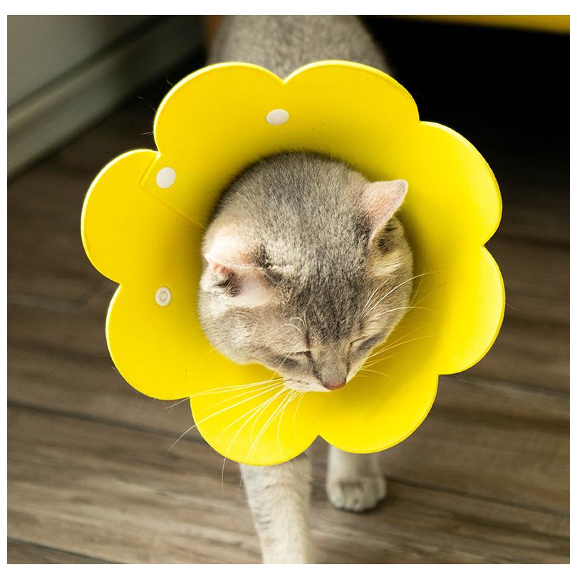 エリザベスカラー　Sサイズ　猫　ネコ　軽量　ソフト　ストレス軽減　黄 　舐め防止