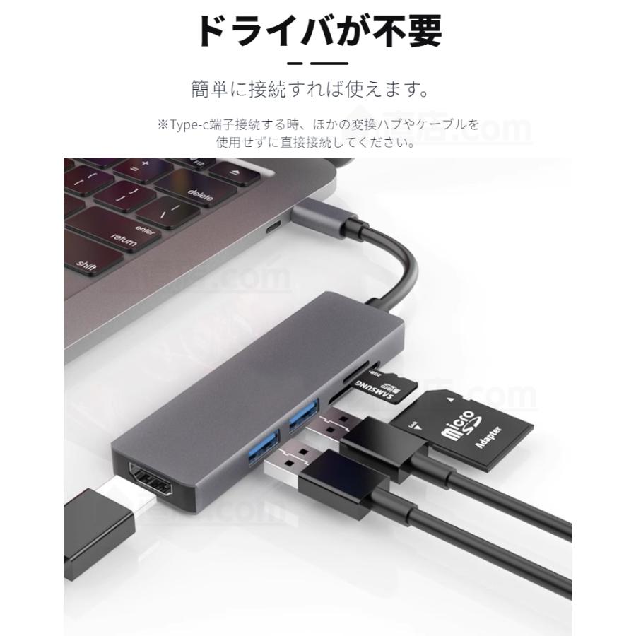 5in1 Type-C ハブ Apple MacBook Air 13  15.3 Pro 13/15用多機能変換アダプタ USB-C HUB充電ポートデータ転送ポート4K HDMIポート USB 3.0 カードリーダー｜chokuten-shop｜06